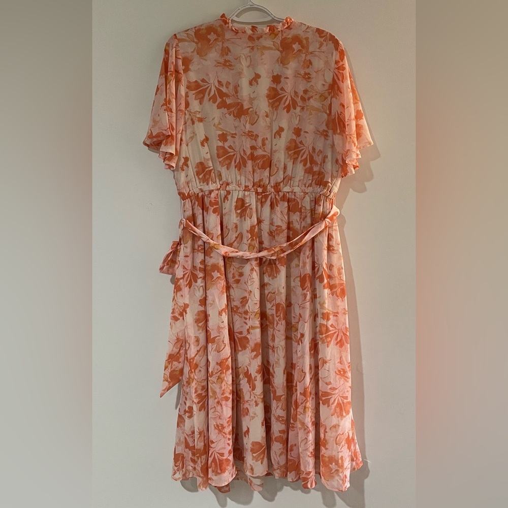 Torrid Midi Chiffon Ruffle Neck Pintuck Dress - NWT - Picture 2 of 2